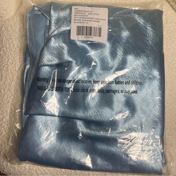 Sachin & Babi Jennings Ruched Hammered Satin Side-Slit Gown in Milky Blue - Picture 10 of 11